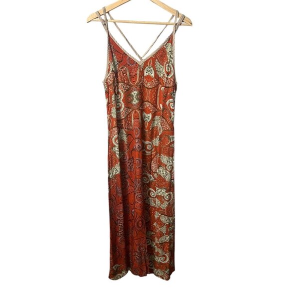 Refazenda Brazilian Tribal Print Midi Dress Orange XS Tropical Resort‎ Boho - Picture 4 of 10